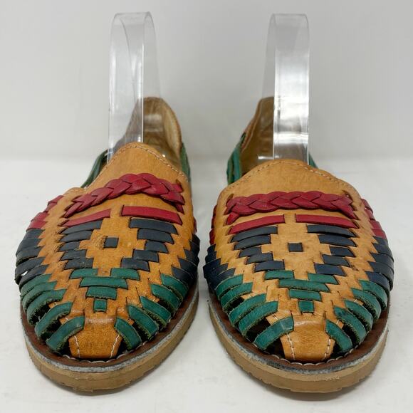 Punto & Coma Colorful Leather Huaraches Size MX 5 US 7.5 Women Sandals - Picture 3 of 10